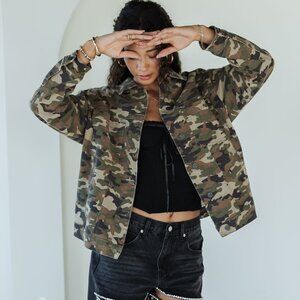 Camo Denim Oversized Jacket  NWT